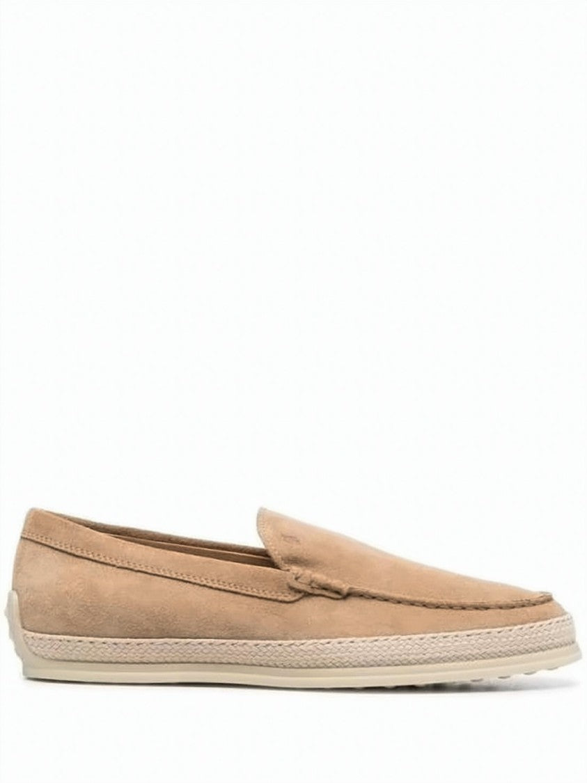 Tod's Suede Loafers With Rounded Toe And Textured Grip Sole