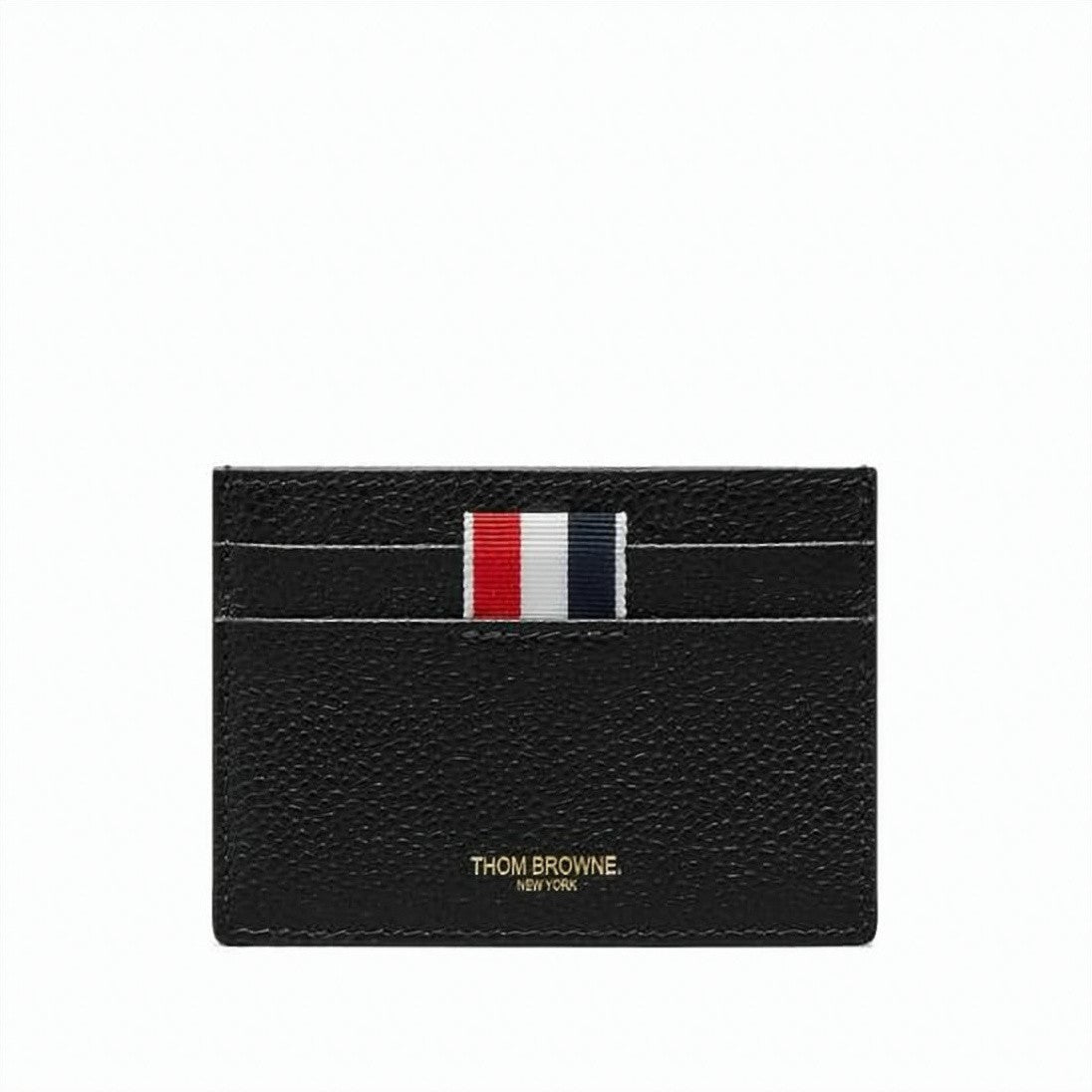Thom Browne Textured Calfskin Cardholder With Tricolor Tab