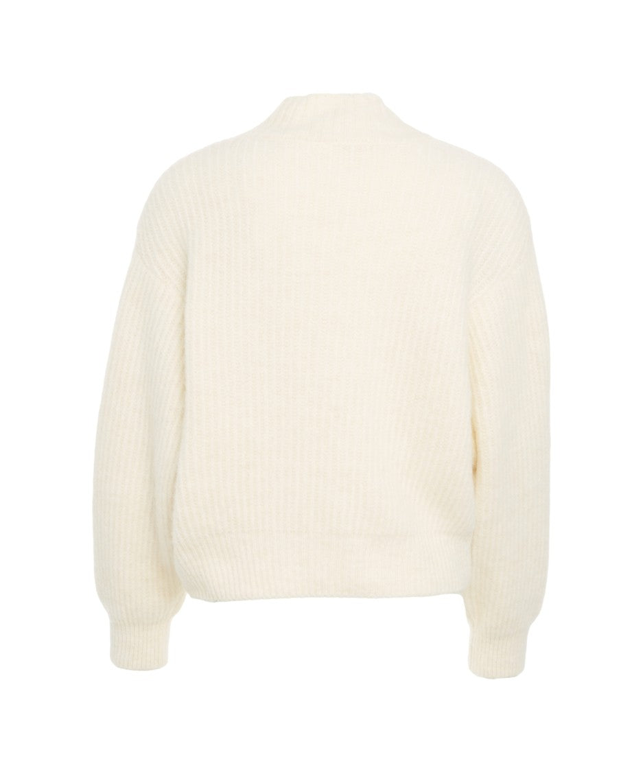 American Vintage Ribbed Knit Sweater With High Collar And Relaxed Fit