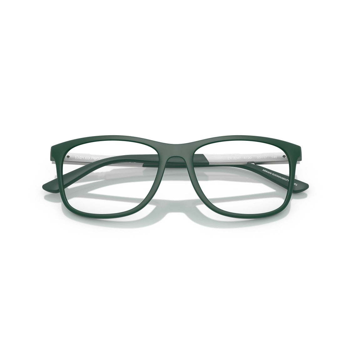 Emporio Armani 0Ea3247 Oversized Square Frame Eyeglasses In Deep Green Matte Finish