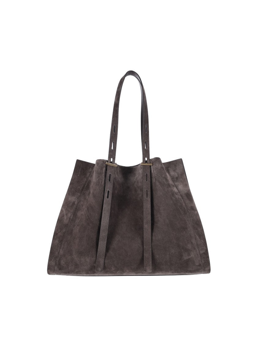 Minobossi Brown Paula Calfskin Suede Double-Handle Handbag