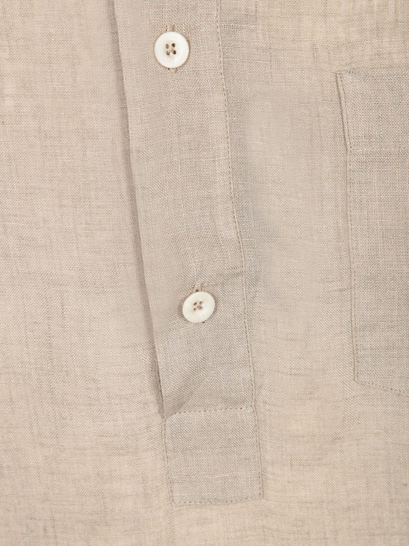 Dell'oglio Beige Linen Shirt With Point Collar