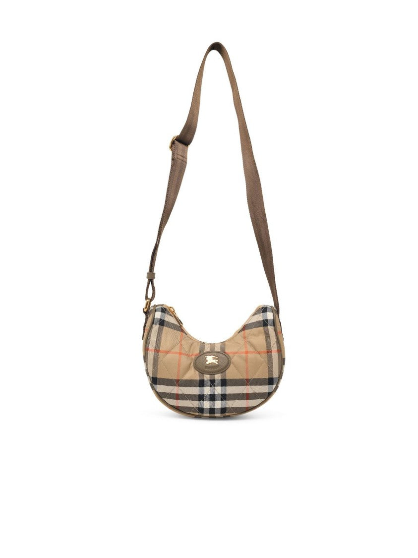 Burberry Crescent-Shaped Crossbody Bag With Quilted Check Pattern