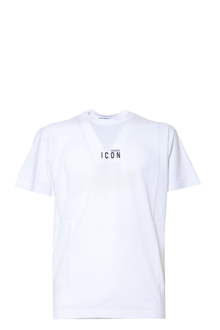 Dsquared2 White Cotton T-Shirt With Mini Icon Logo Print