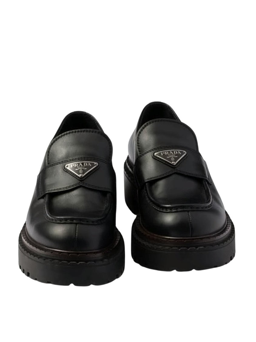 Prada Polished Calf Leather Loafers