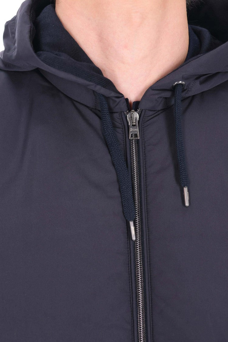 Herno Blue Bi-Material Technical Bomber Jacket