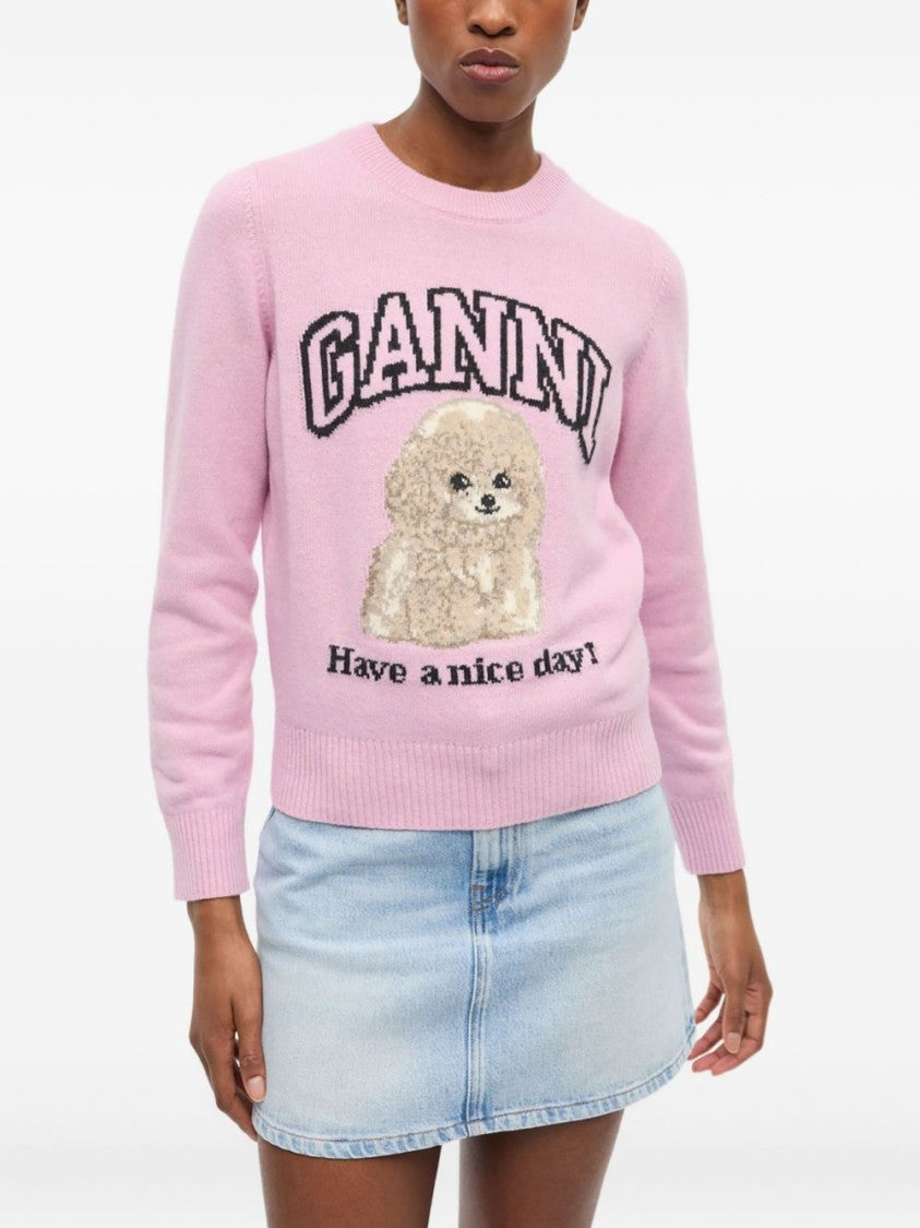 Ganni Light Pink Wool Blend Sweater
