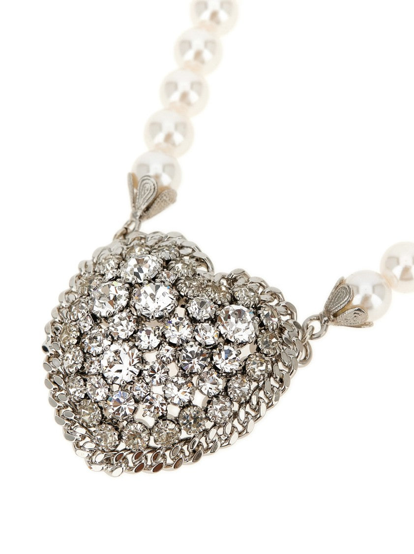 Alessandra Rich Pearl Heart Necklace