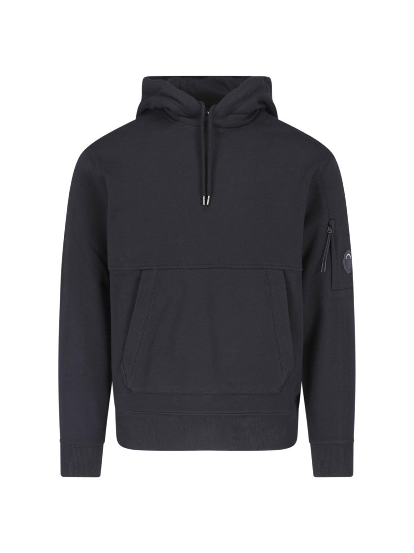 C.P. Company Black Cotton Logo Hoodie