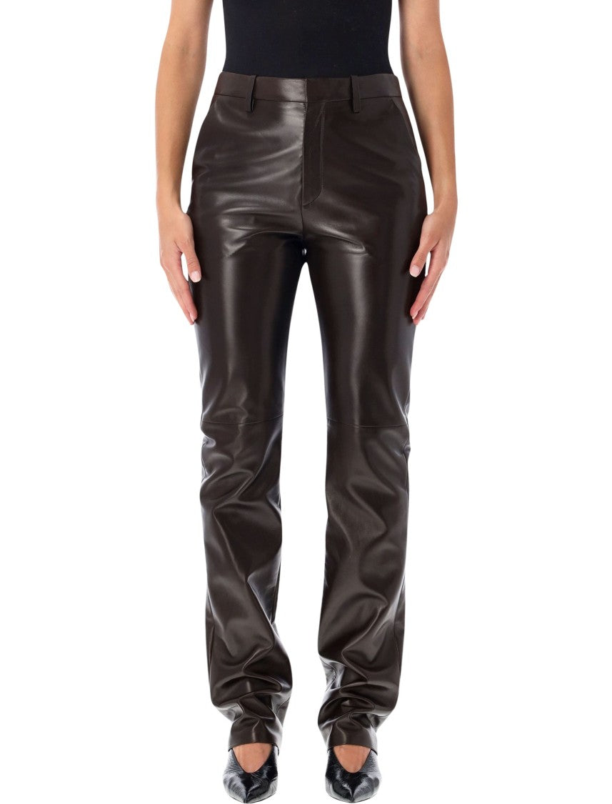 Polo Ralph Lauren Tailored Leather Pants With Gradual Flare