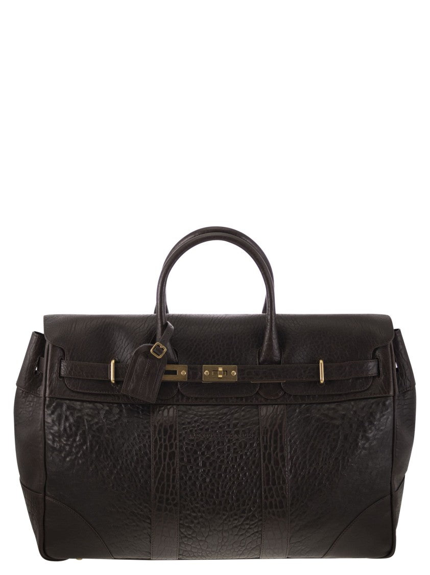 Brunello Cucinelli Country Leather Bag With Texture Grain