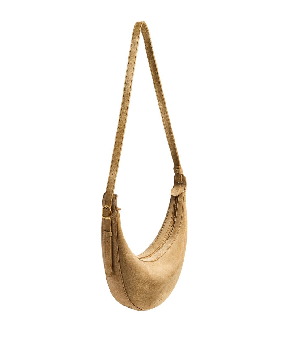 Khaite Crescent-Shaped Hobo Bag With Zip-Top Closure And Adjustable Strap