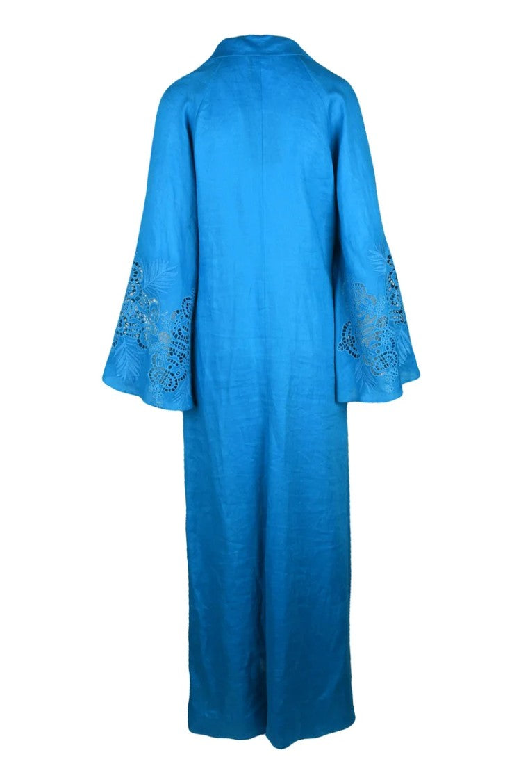 Max Mara Sangallo Embroidery Kaftan Dress - Turquoise