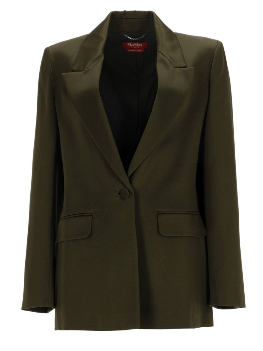 Max Mara Tailored Satin Blazer With Structured Shoulders And Notched Lapels