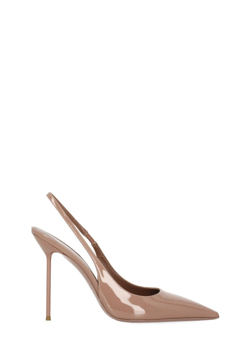 Paris Texas Antique Rose Arrow Toe Patent Leather Slingback Pumps