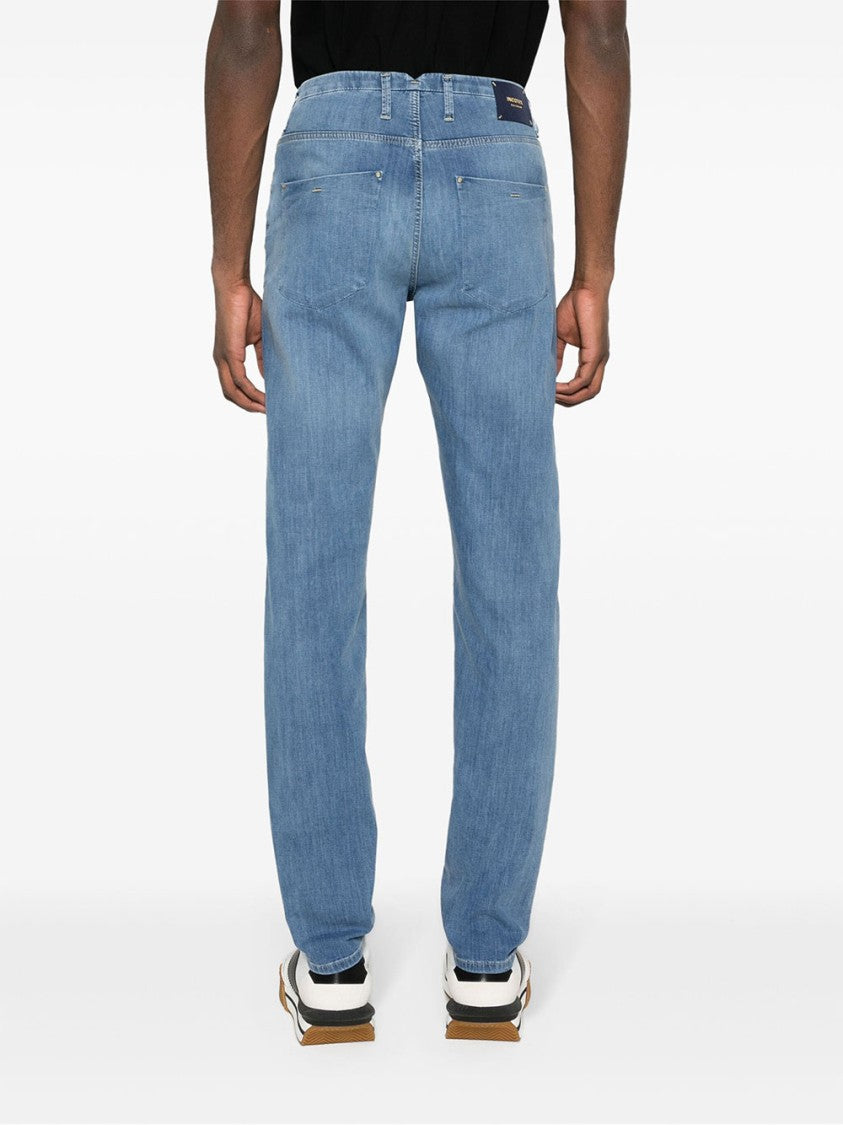 Incotex Blue Pantalone Straight-Leg Denim Stretch Pants