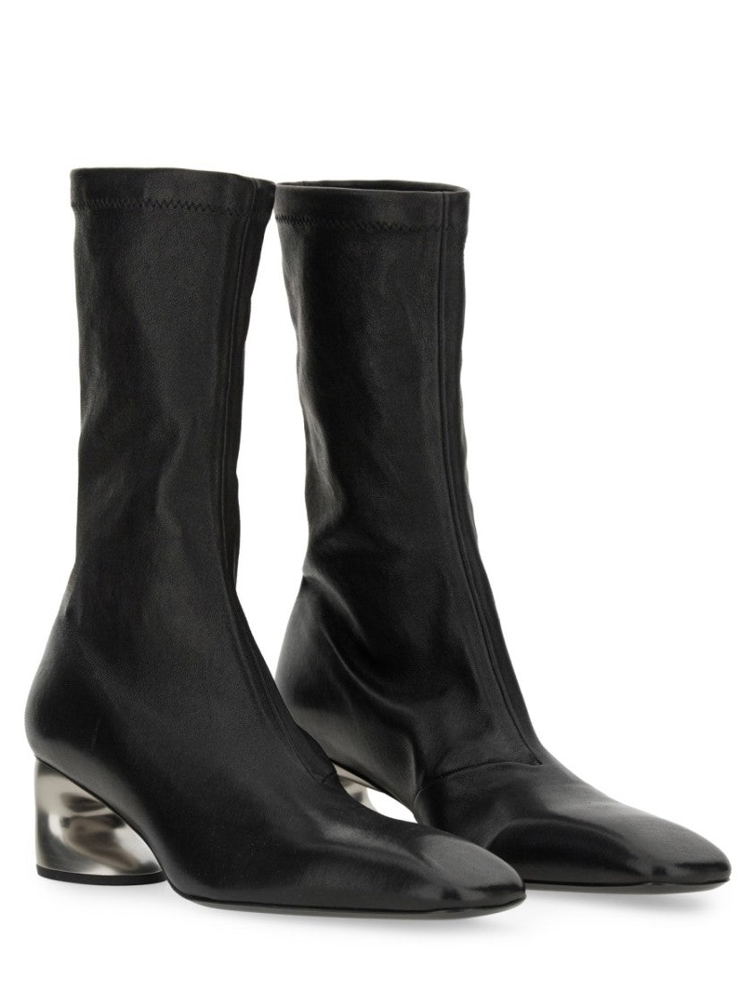 Jil Sander Ankle-High Leather Boots With Sculptural Heel
