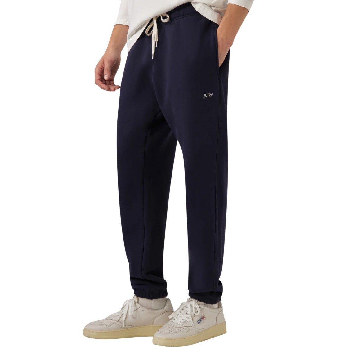 Autry Blue Cotton Double-Stitch Logo Tracksuit Pants