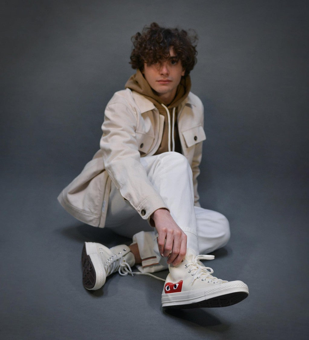 Cdg Play High-Top Off-White Sneakers With Iconic Heart Emblem