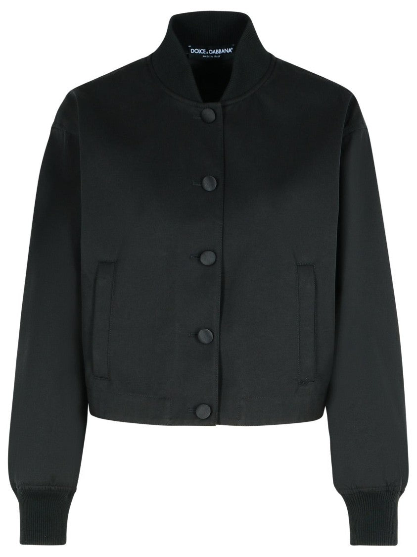 Dolce & Gabbana Black Polyester Blend Bomber Jacket