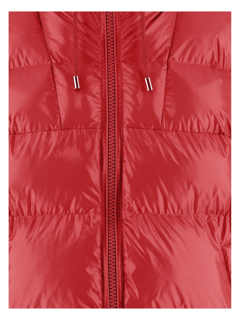 Pinko Red Hooded Quilted Nylon Down Jacket