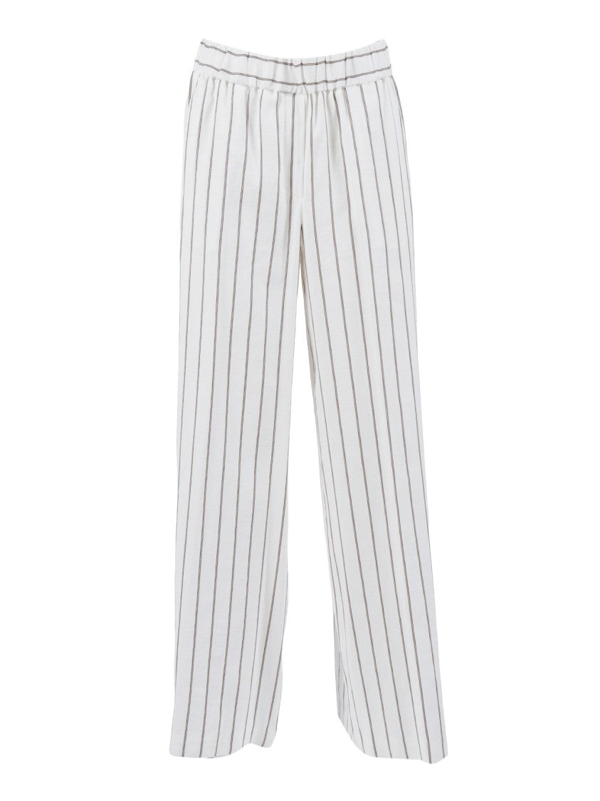 Peserico Woman Trousers Striped Straight-Leg Pants