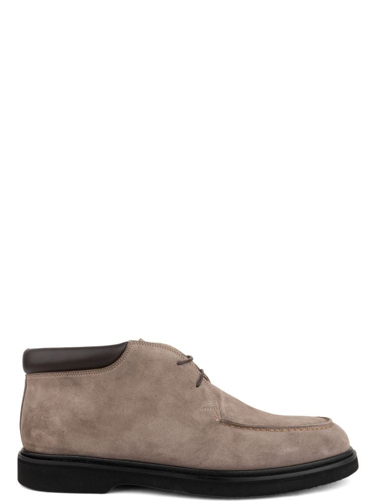 John Harrison Beige Suede Padded Collar Boots