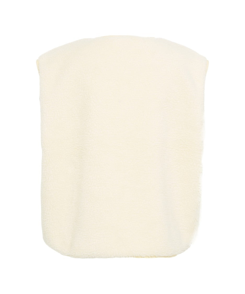 American Vintage Oversized Faux Fur Gilet With Round Neckline And Button Closure