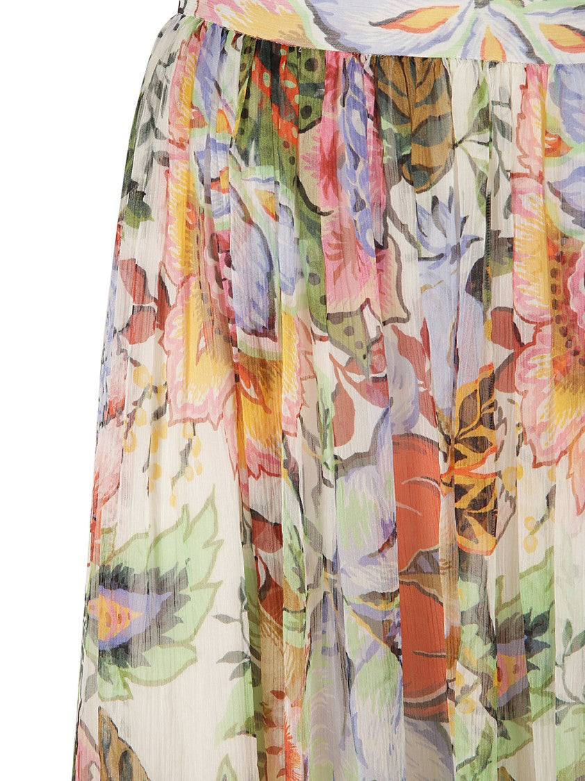 Etro Flowing Silk Skirt With Floral Print