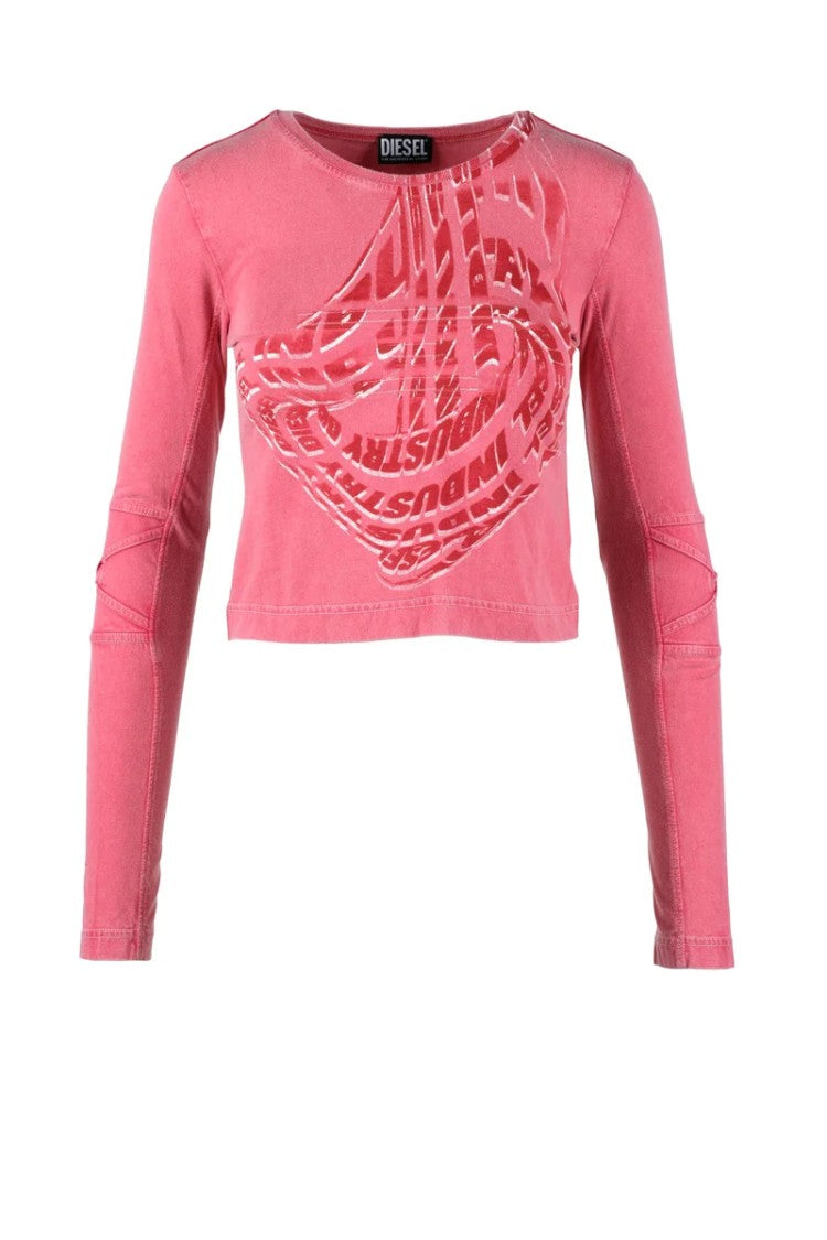Diesel Pink Cropped Cotton T-Shirt