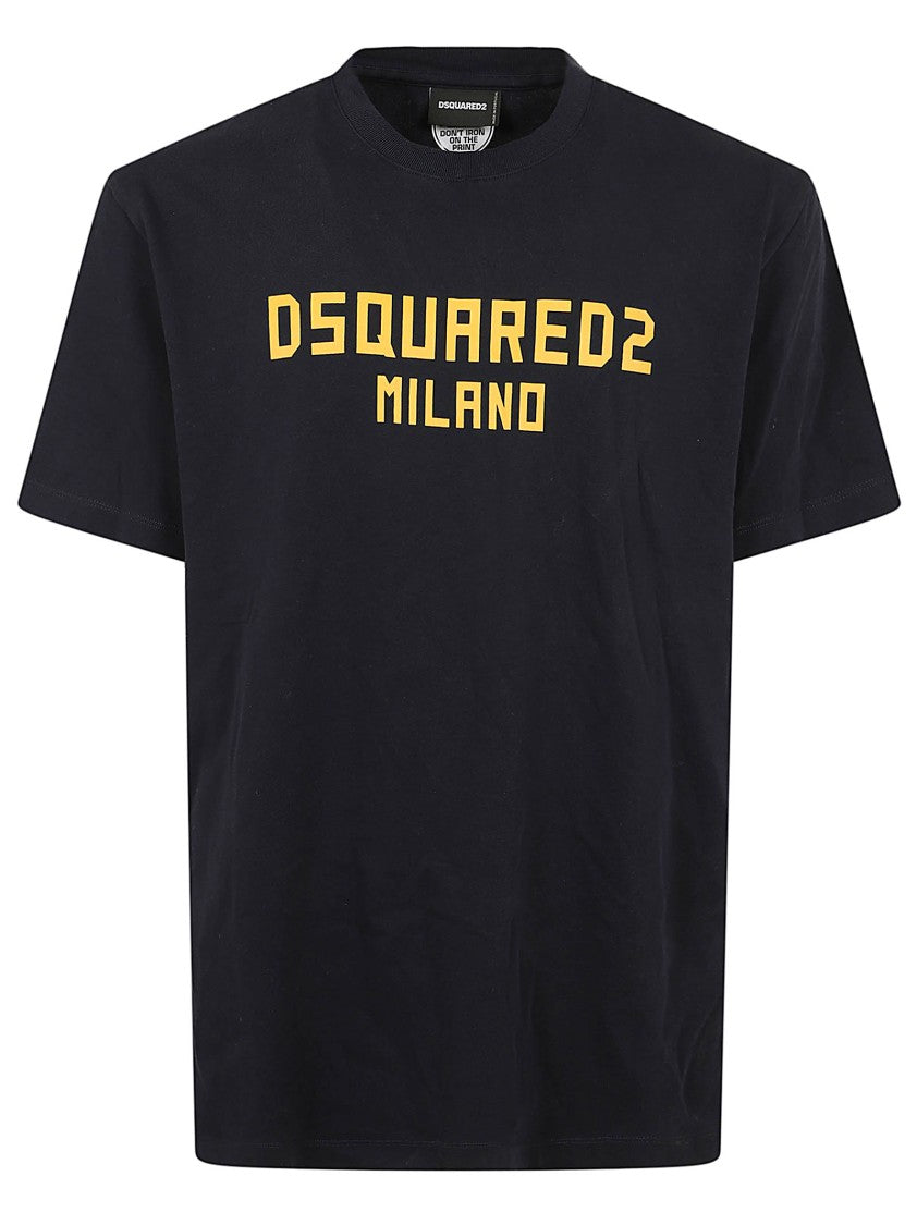 Dsquared2 Black Crewneck Cotton Printed T-Shirt