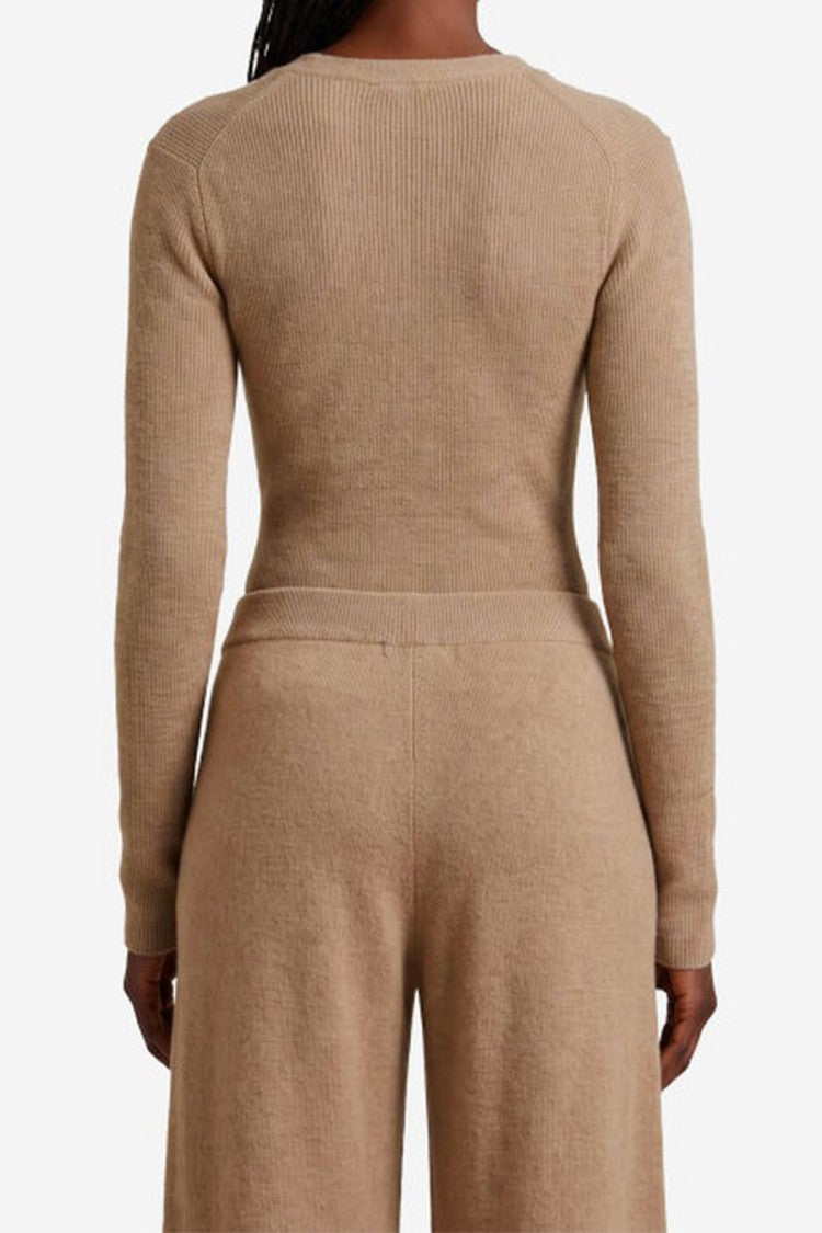 Max Mara Beige Mxmgelato Wrap-Front Knit Cashmere Bodysuit