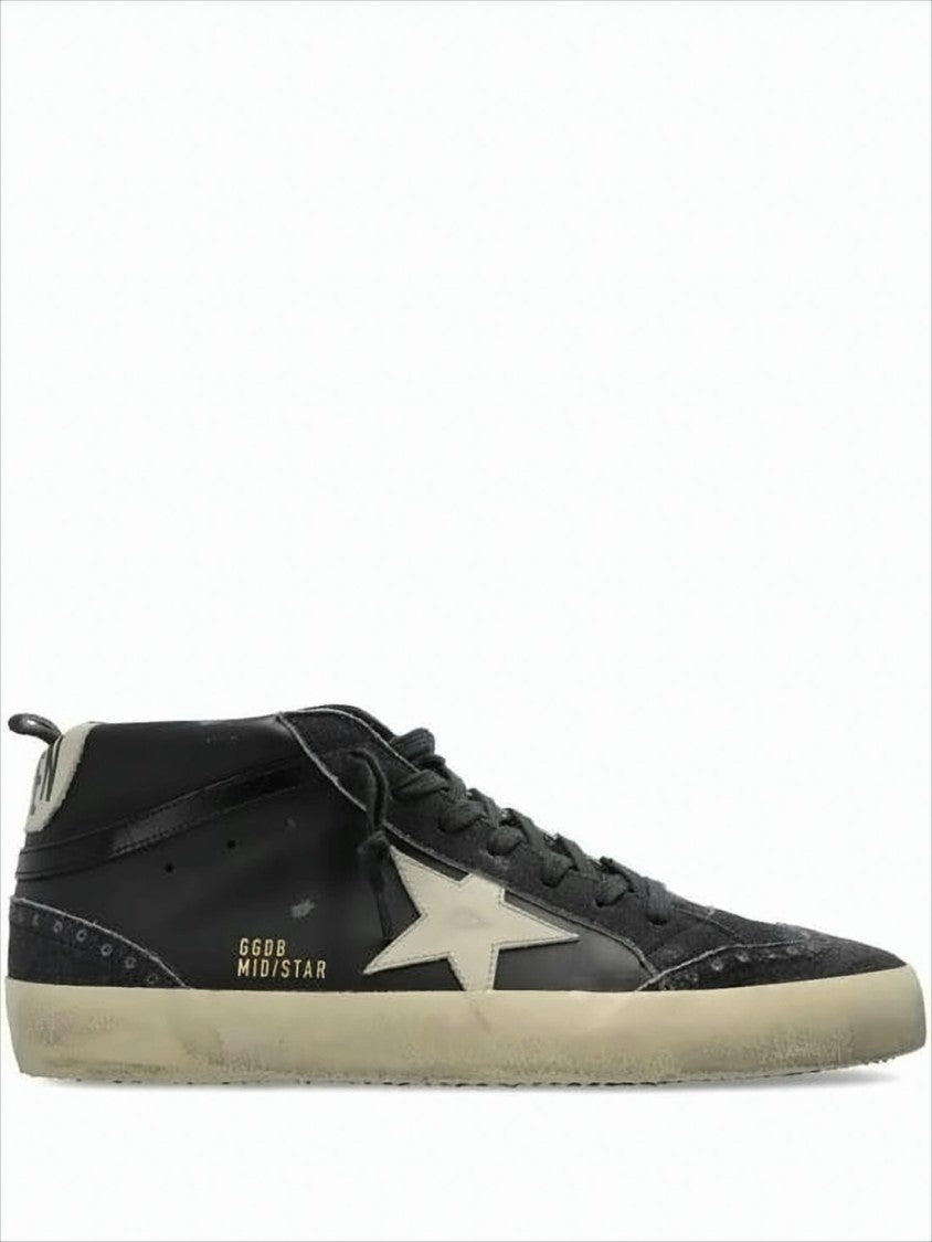 Golden Goose Distressed Mid-Top Sneakers With Calf Leather Finish