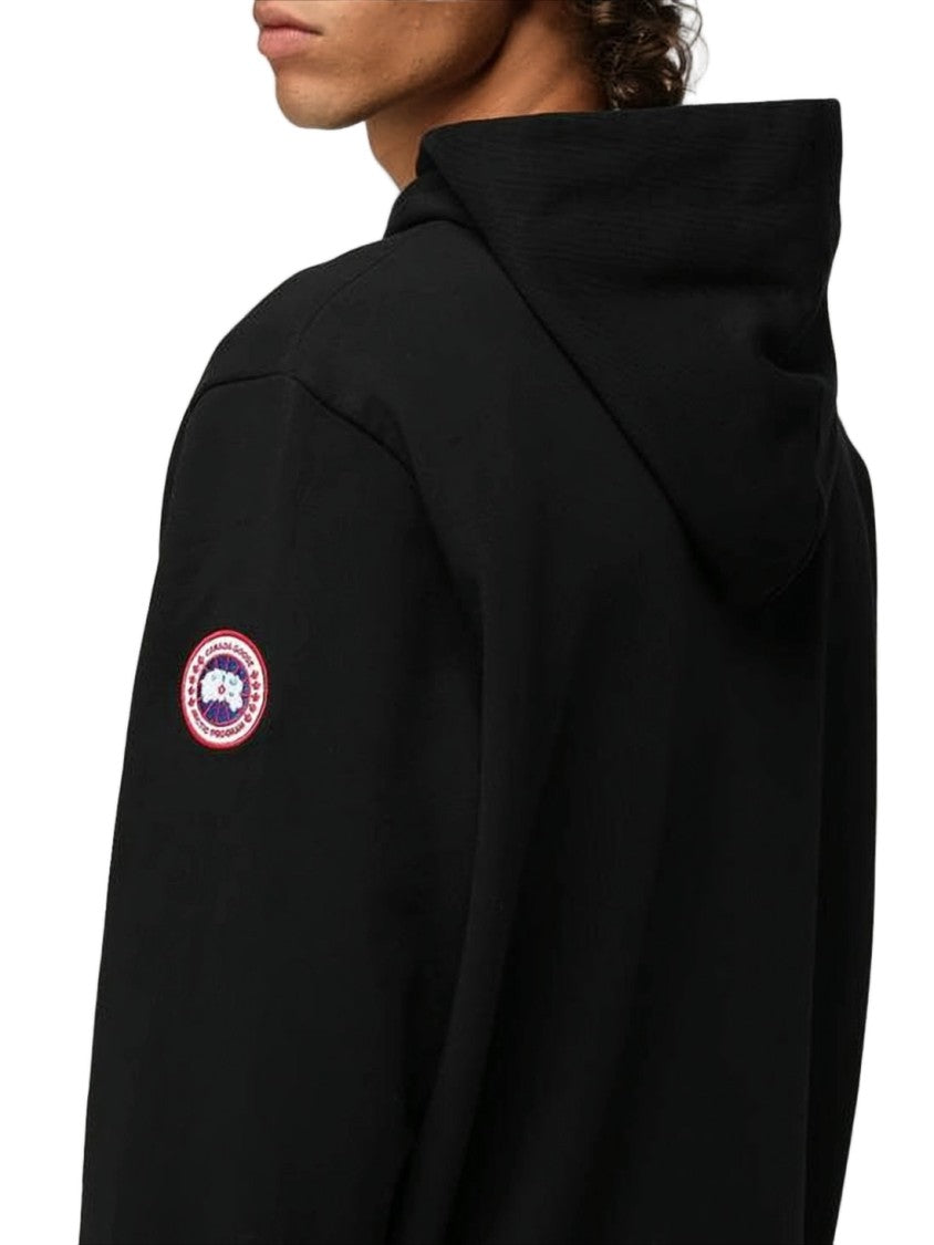 Canada Goose Black Zip-Up Hoodie With Circular Logo Patch