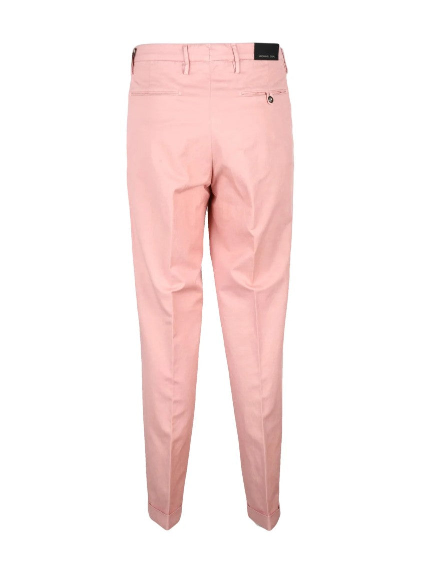 Michael Coal Pink Cotton-Linen Stretch Pants