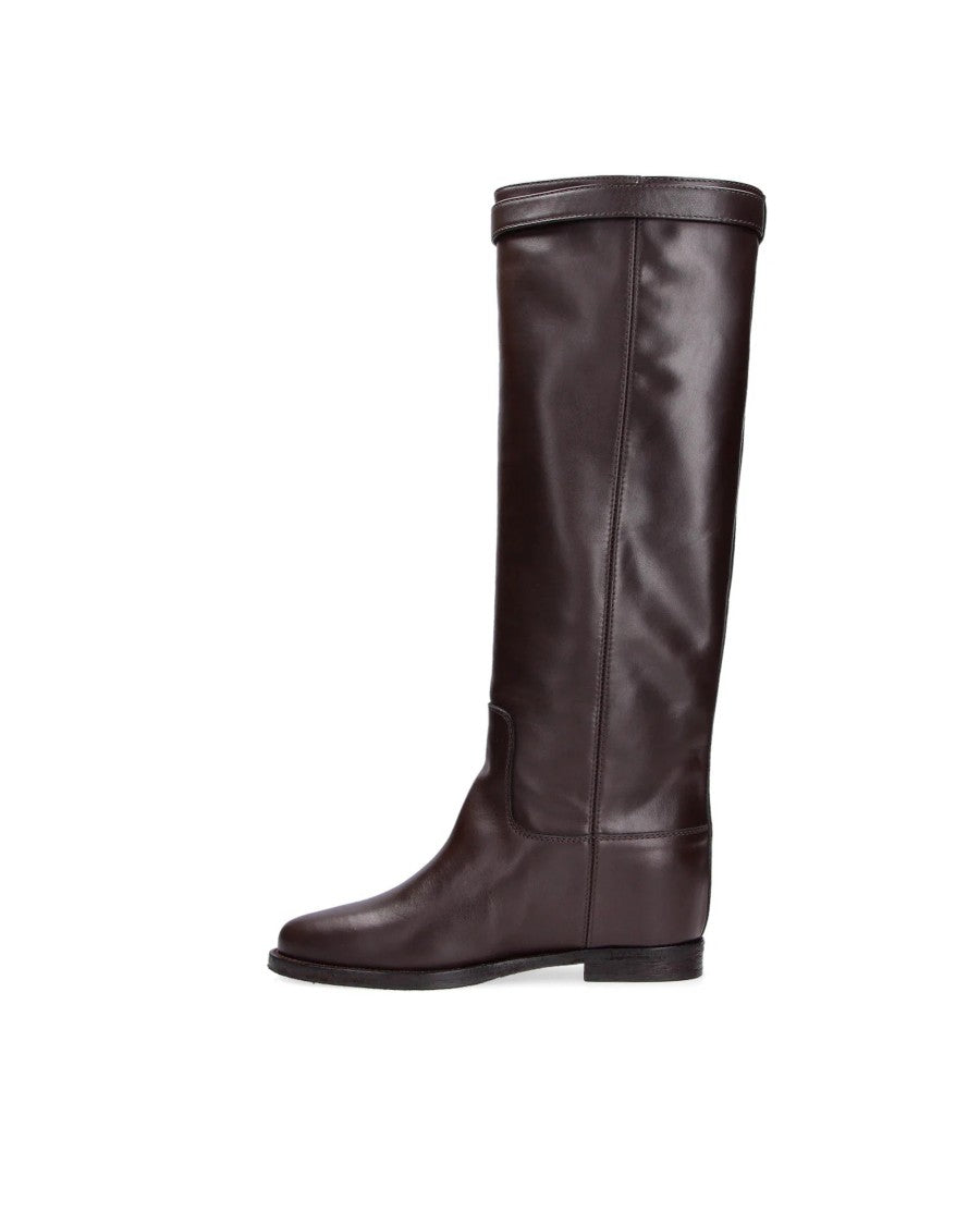 Via Roma 15 Dark Brown Santa Monica Con Lucchetto Leather Boots