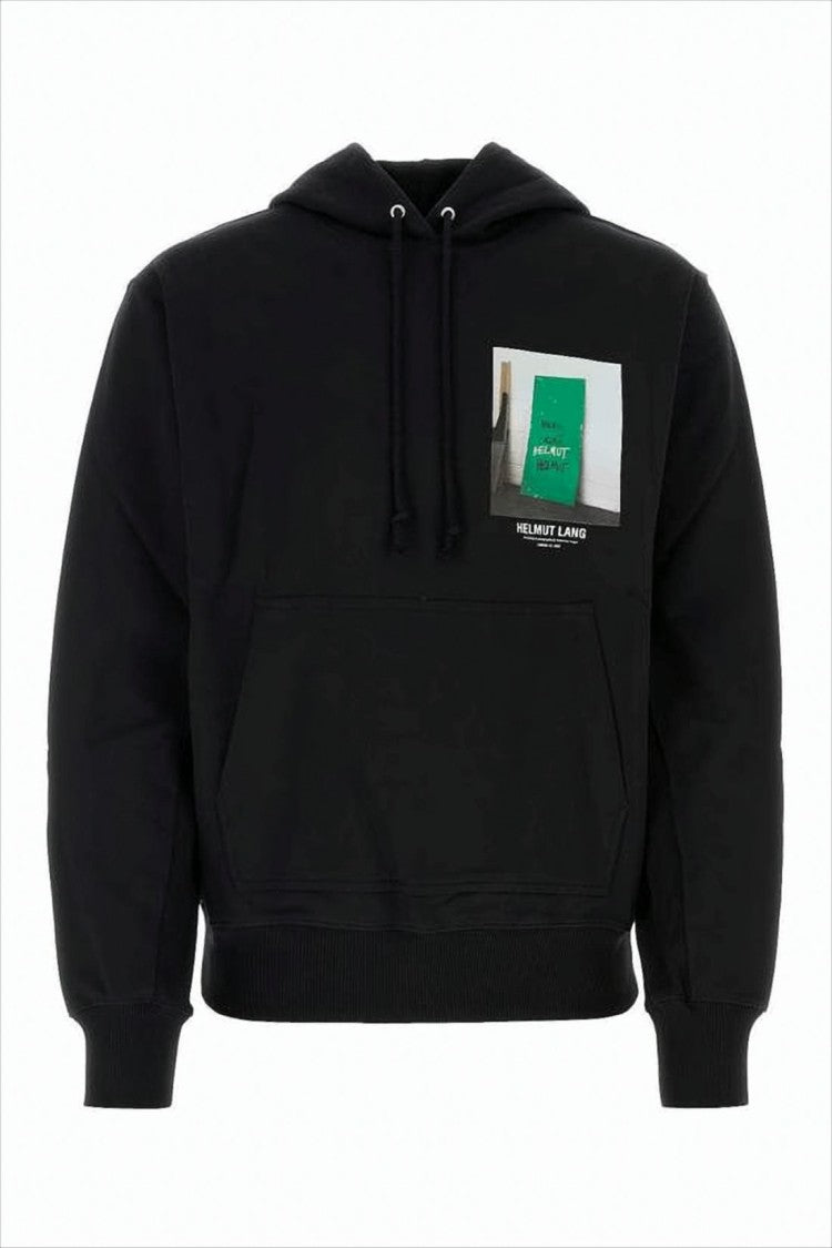 Helmut Lang Classic Graphic Print Hoodie With Front Pocket