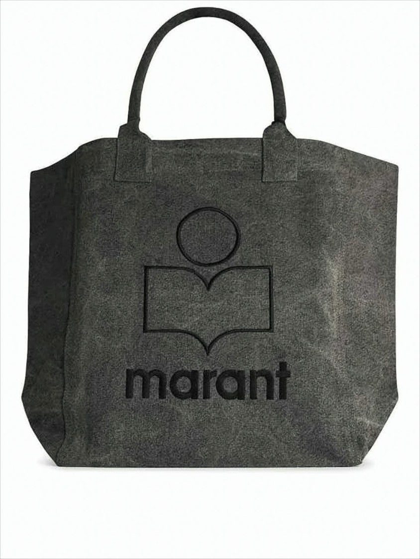 Isabel Marant Vintage-Style Textured Cotton Tote Bag With Embroidered Logo