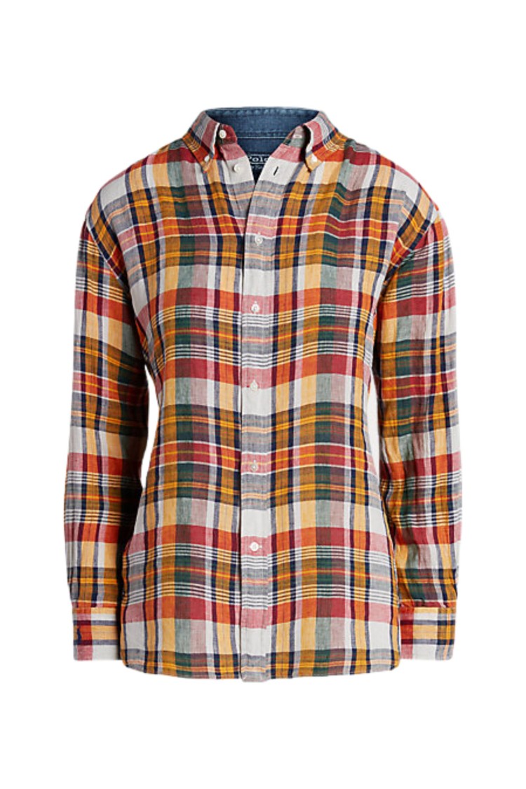 Polo Ralph Lauren Lightweight Linen Shirt With Classic Plaid Pattern