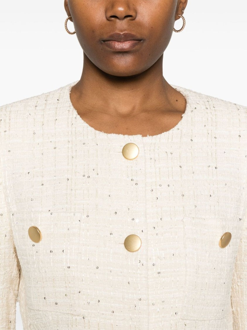 Tagliatore Beige Double-Breasted Jacket With Gold-Tone Buttons