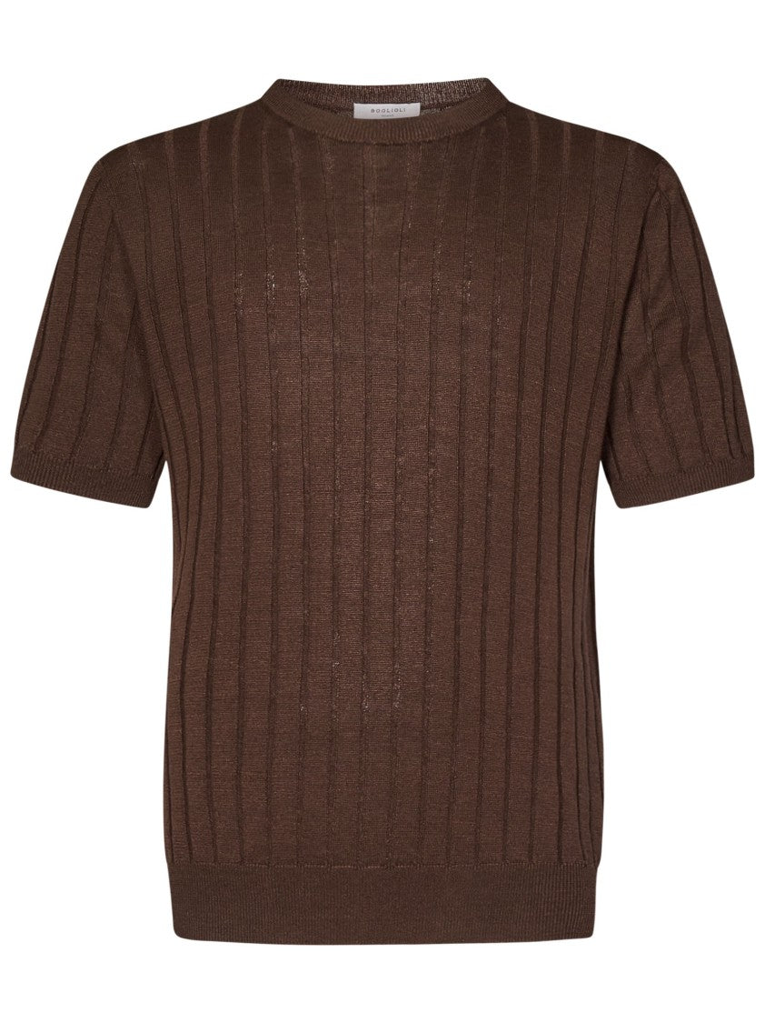 Boglioli Crewneck Sweater In Soft Linen-Cotton Blend