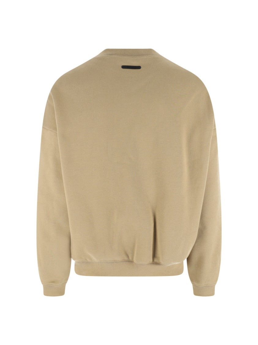 Fear Of God Essentials Neutral Relaxed Arched Logo Cropped Sweatshirt