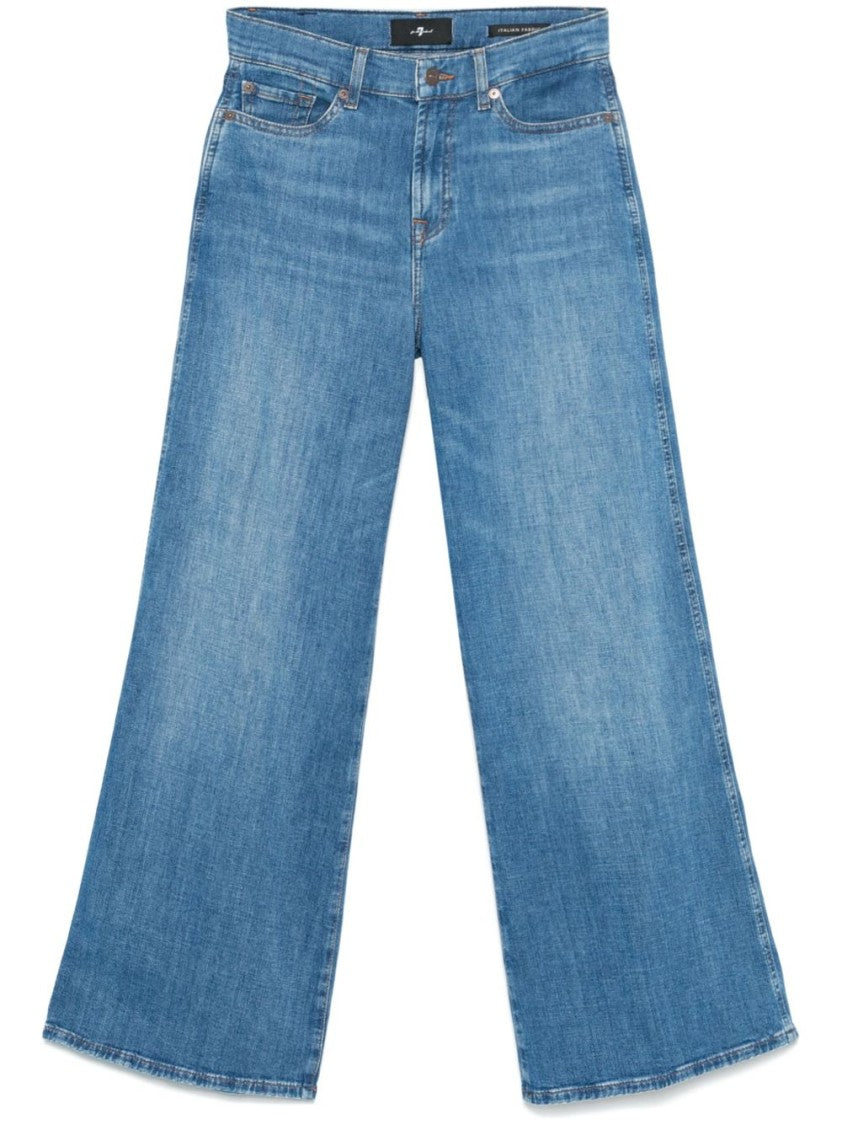 7 For All Mankind Wide-Leg High-Waisted Blue Denim Jeans