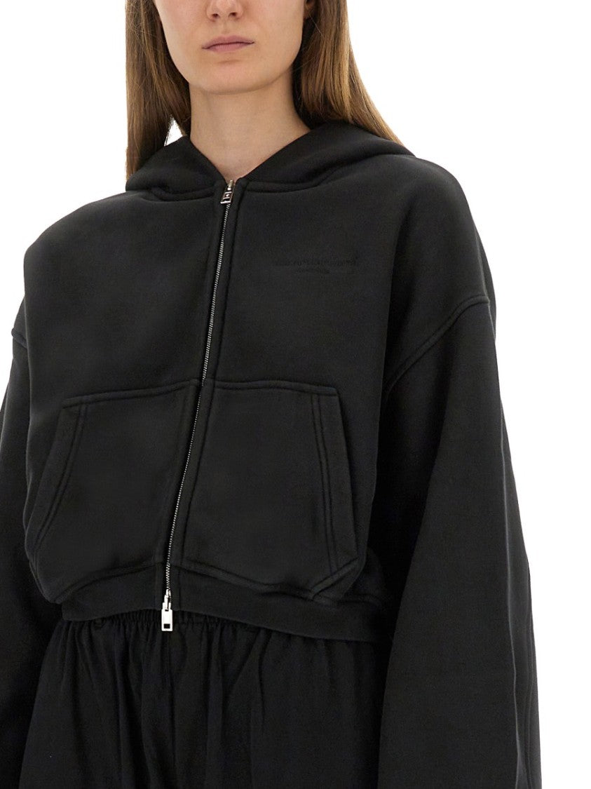 Alexander Wang Cropped Black Sweatshirt With Logo