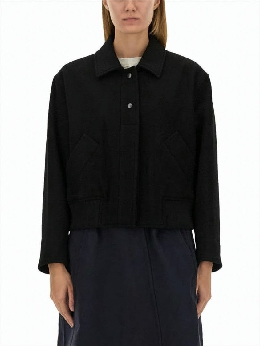 Margaret Howell Cropped Boxy-Fit Wool Jacket With Ribbed Details