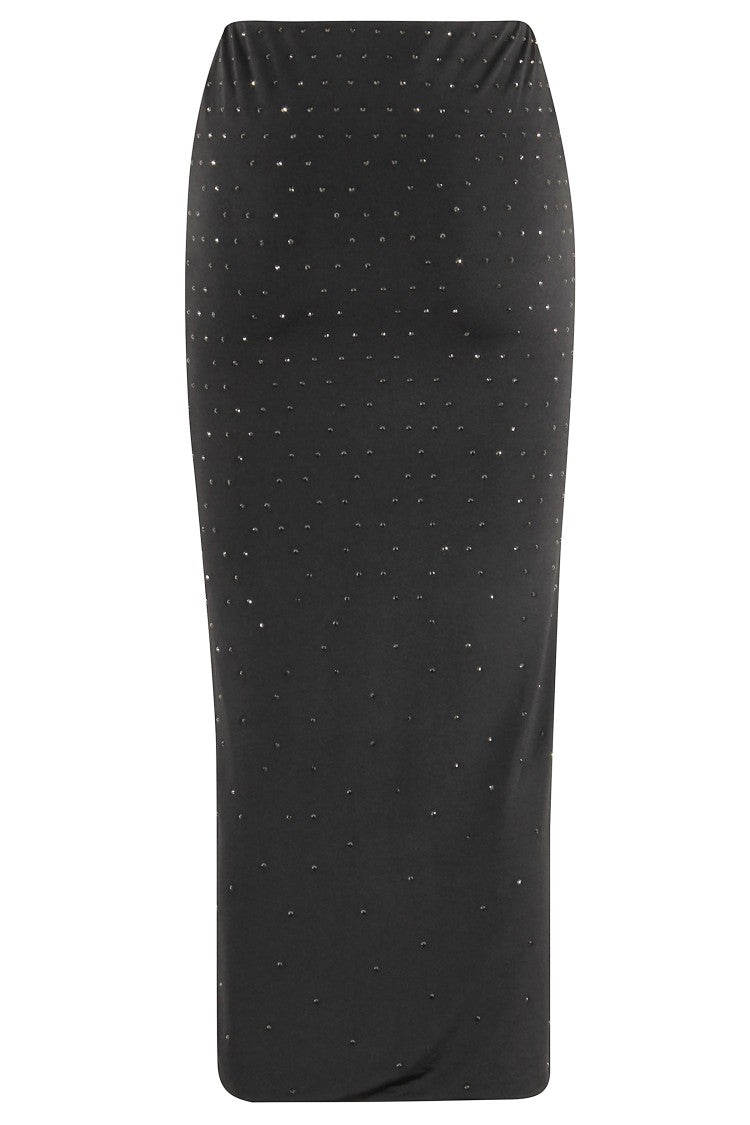 The Andamane Fitted Maxi Skirt With All-Over Crystal Appliqués