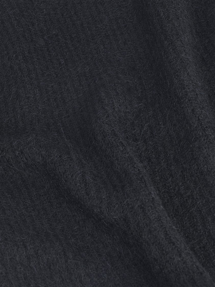 Ganni Textured Black Wool Balaclava With Delicate Logo