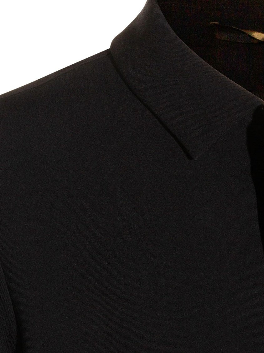 Montecore Point Collar Blue Coat With Slip Pockets And Long Sleeves