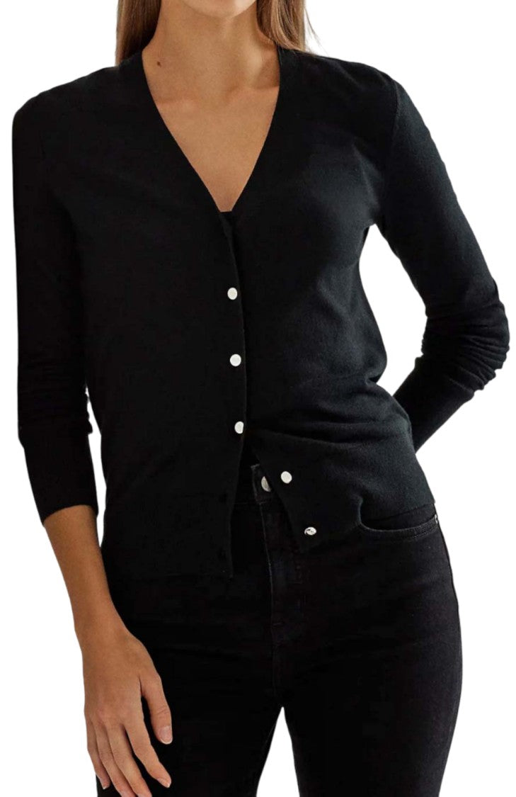 Lauren Ralph Lauren Long Sleeve Cotton-Modal Cardigan With V-Neckline