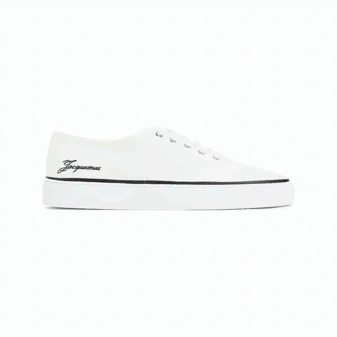 Jacquemus Minimalist White Sneakers With Elegant Black Detailing